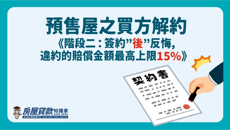 預售屋之買方解約《階段二：簽約”後”反悔，違約的賠償金額最高上限15%》