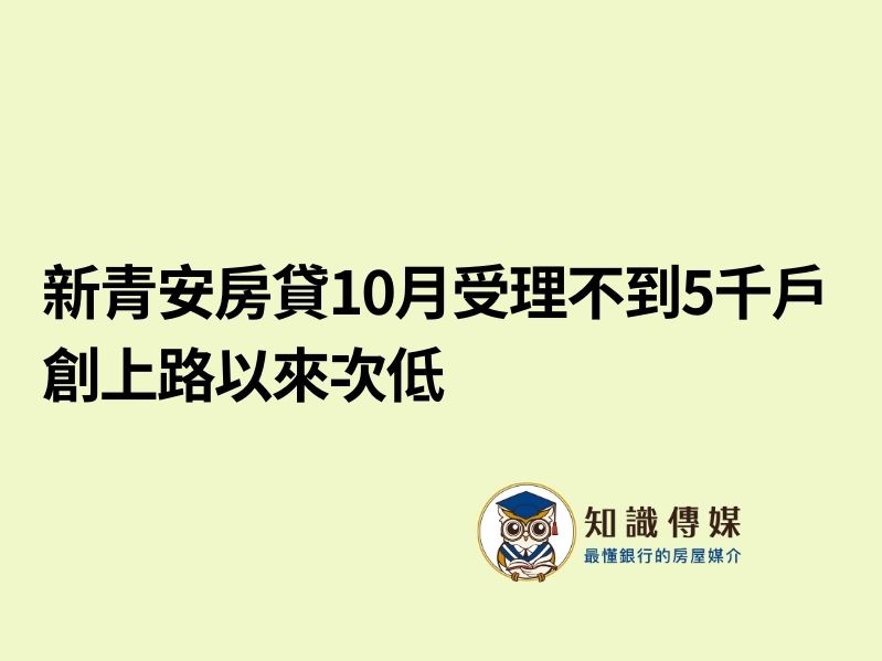 新青安房貸10月受理不到5千戶 創上路以來次低