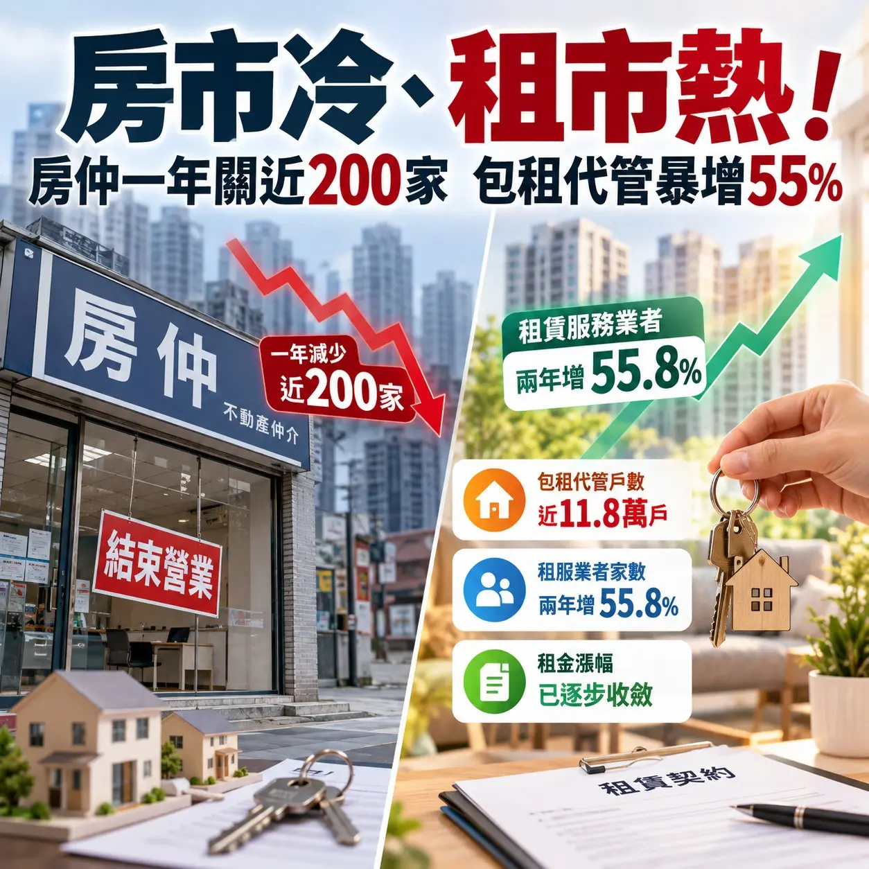房市冷、租市熱！房仲會員一年減近200家　租服業4年翻倍