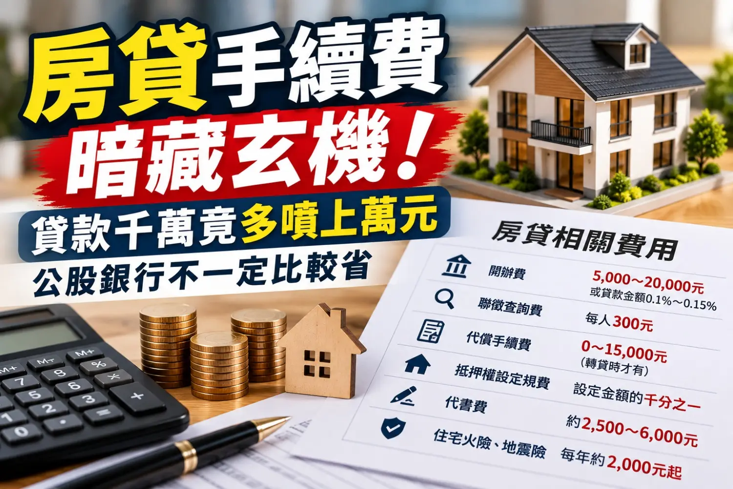 房貸手續費暗藏玄機！貸款千萬竟多噴上萬元　公股銀行不一定比較省