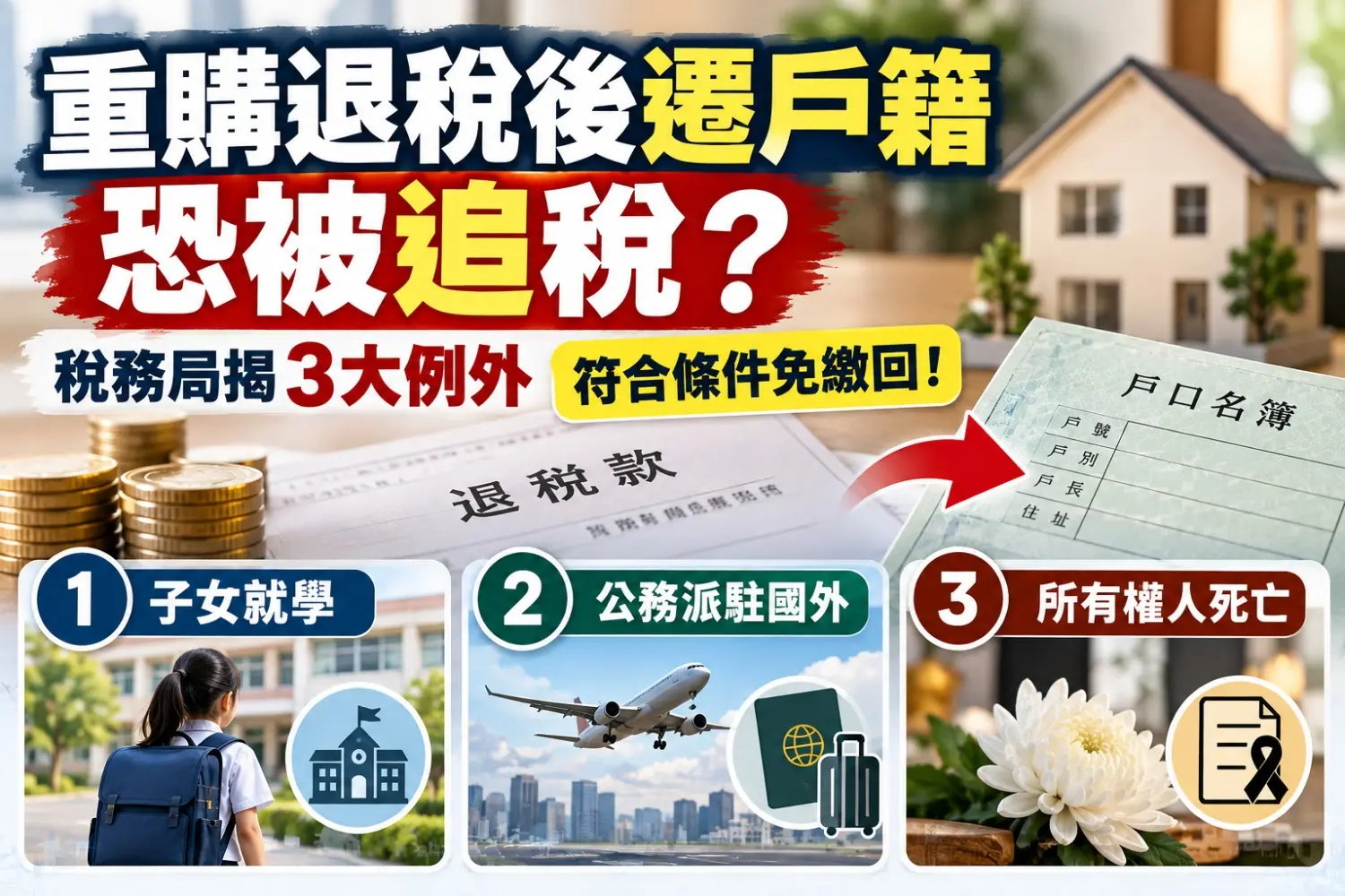 重購退稅後遷戶籍一定被追稅？稅務局揭3大例外　符合條件免追繳