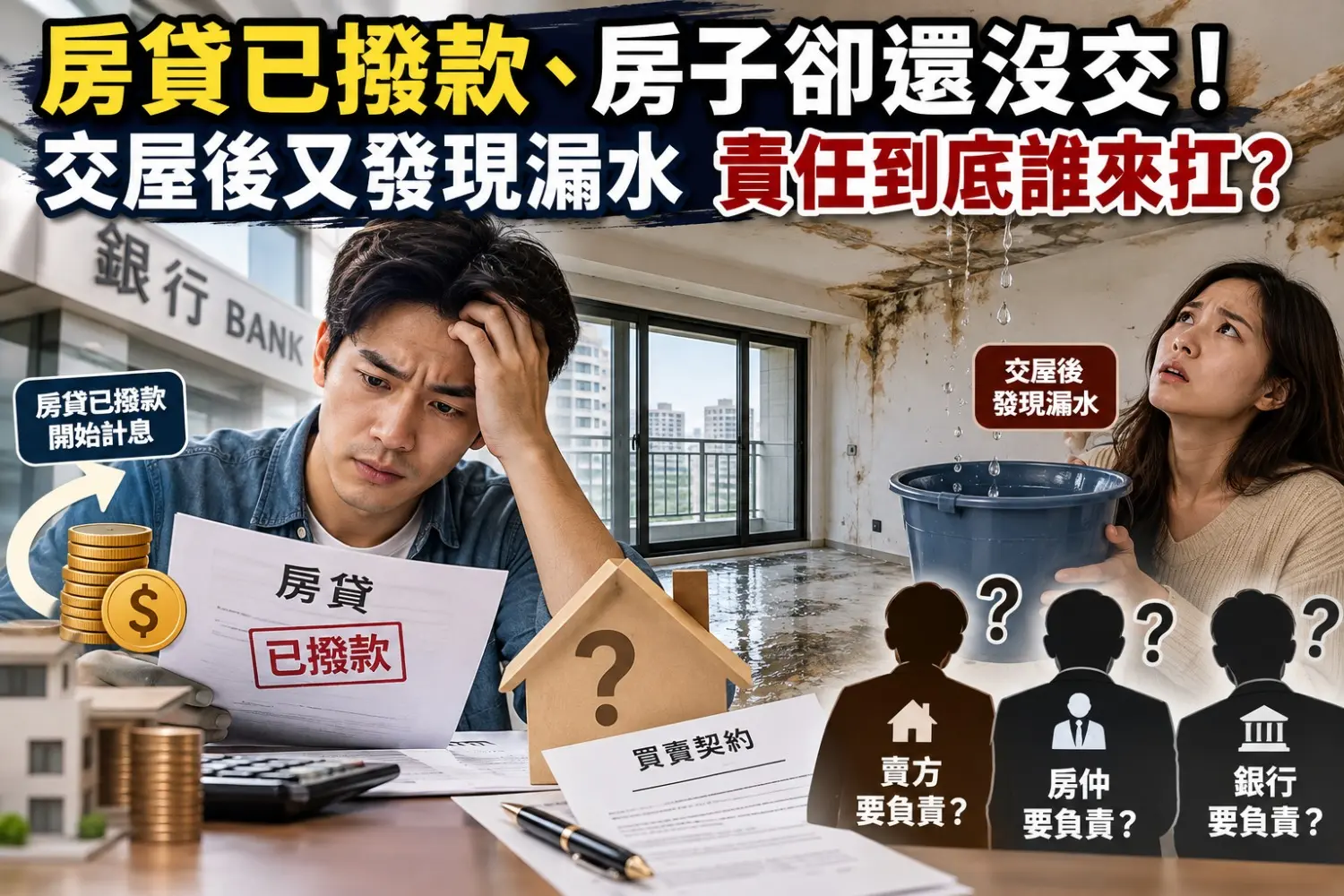 房貸已撥款、房子卻還沒交！交屋後又發現漏水　責任到底誰來扛