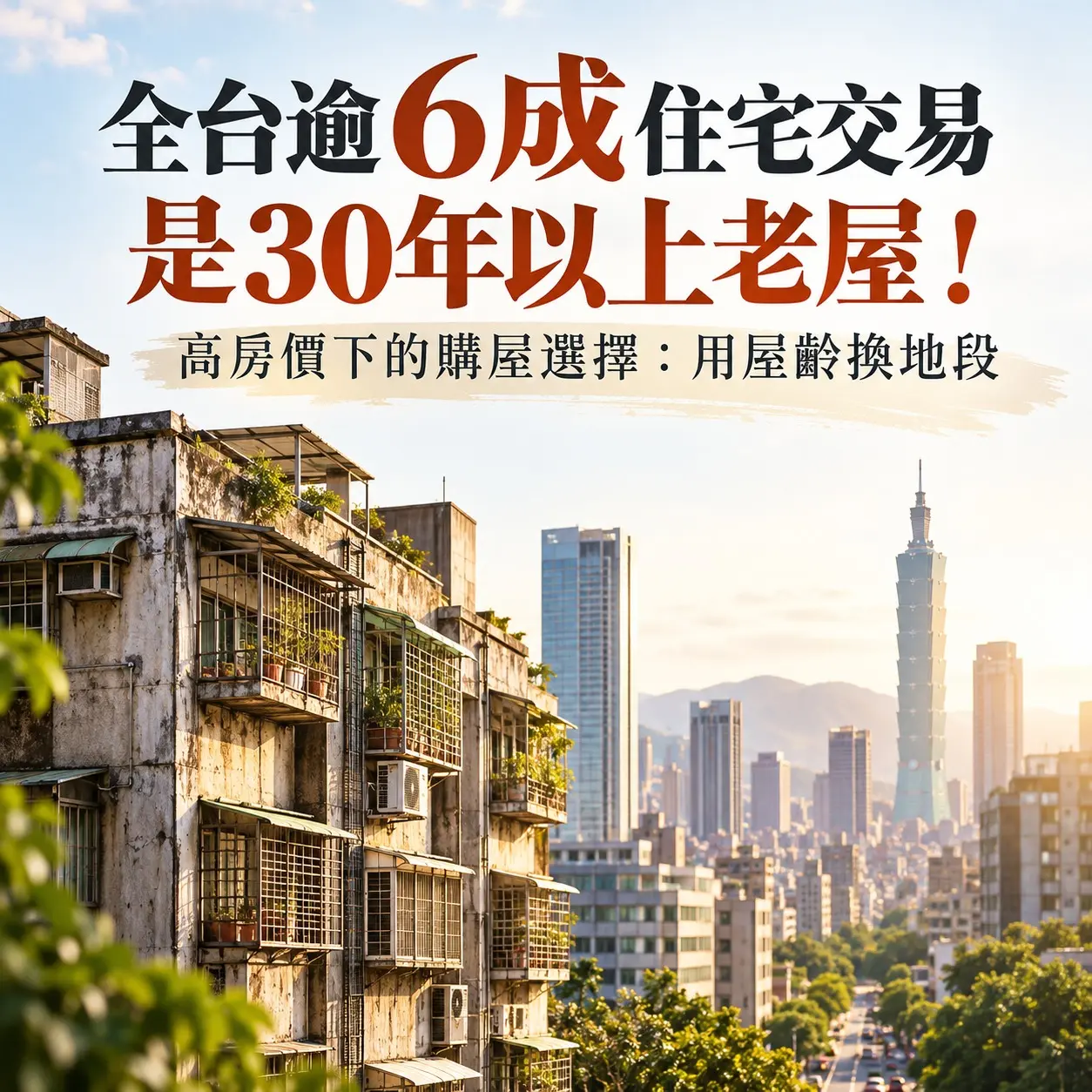 全台逾6成住宅交易是30年以上老屋！高房價逼出購屋新選擇：用屋齡換地段