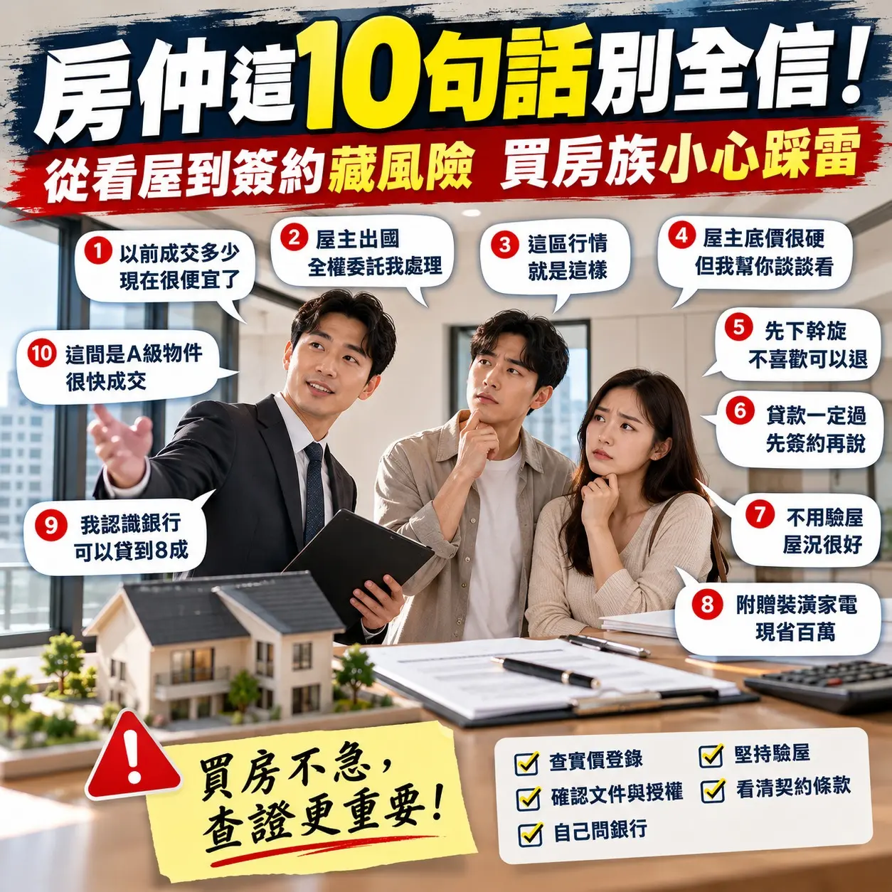 房仲這10句話別全信！從看屋到簽約藏風險　買房族小心踩雷