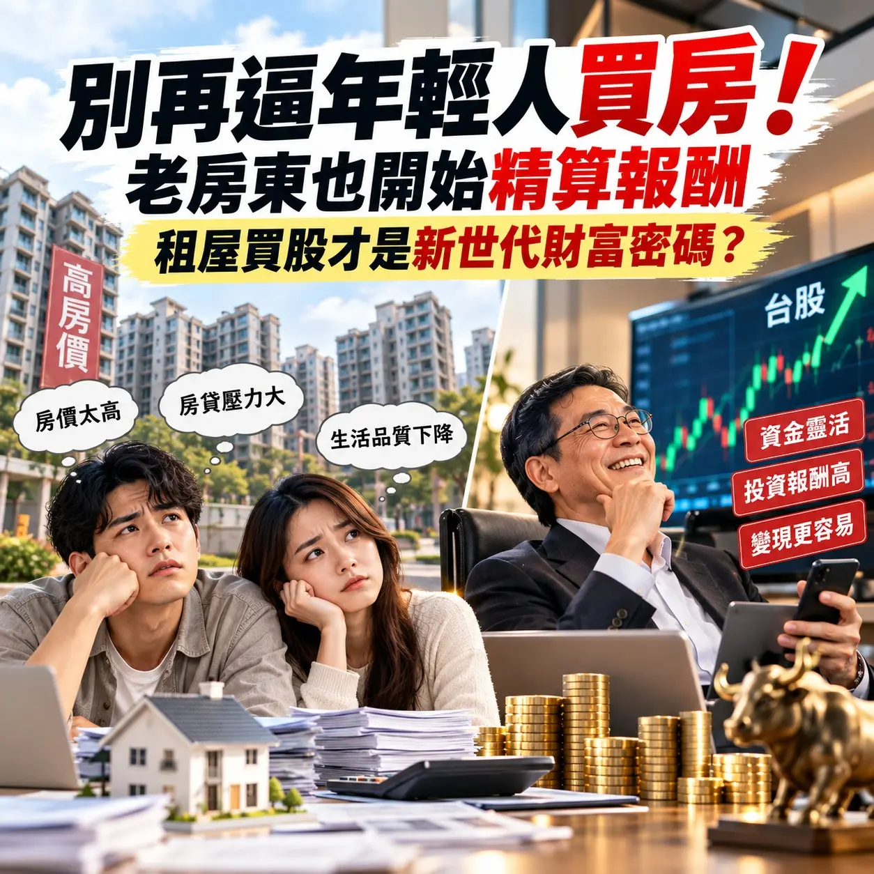 別再叫年輕人快買房！老房東也開始算報酬　買股、租屋成新世代選擇