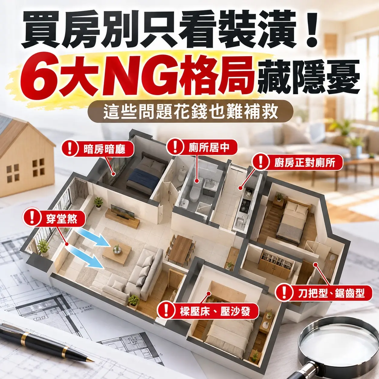 買房小心六大「雷格局」！暗房、廁所居中都上榜　裝潢漂亮不代表好住