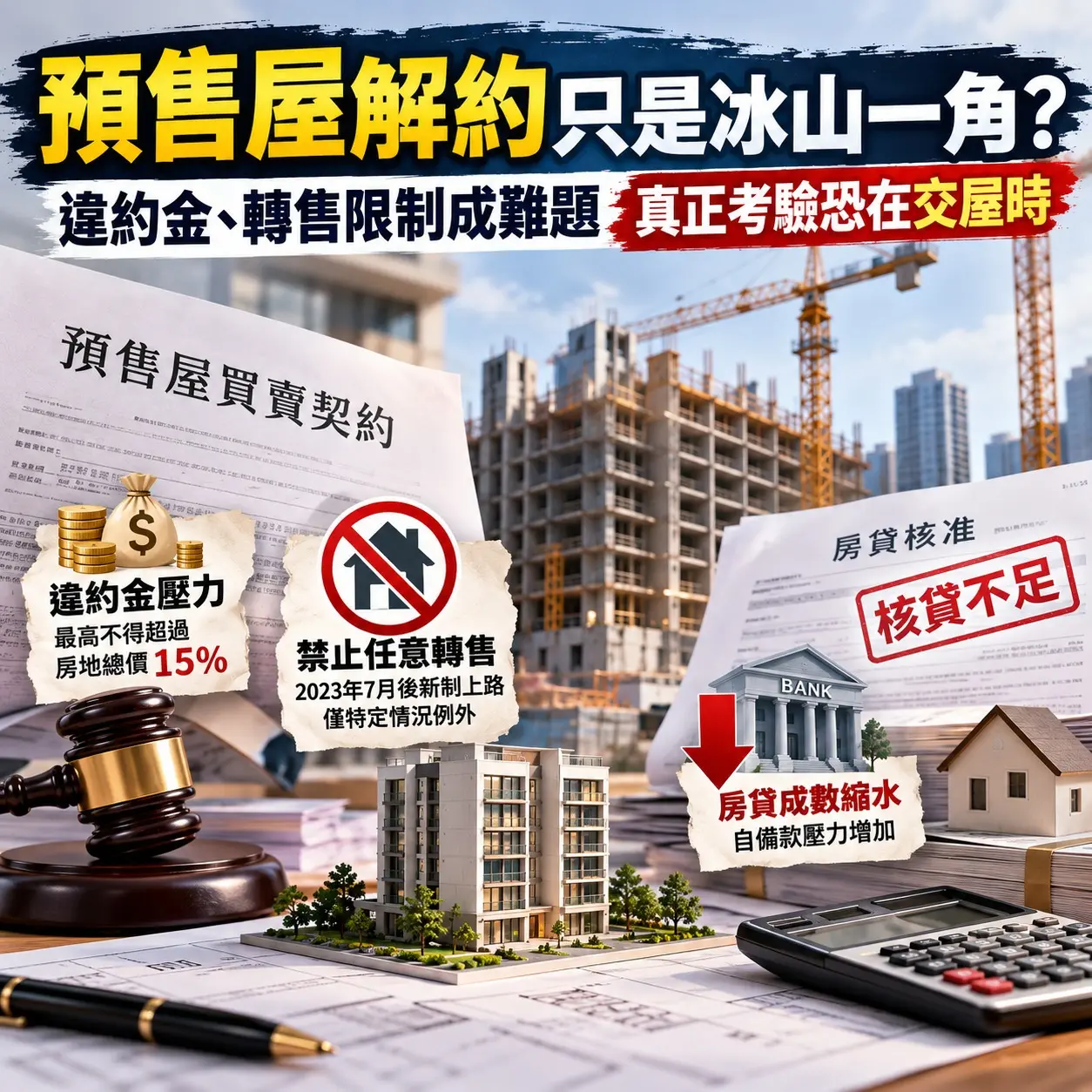 預售屋解約只是冰山一角？房貸縮水、違約金壓力　交屋難題逐漸浮現