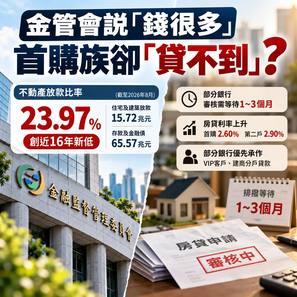 不動產放款比率降至近16年低點　為何部分購屋族仍感房貸難申請